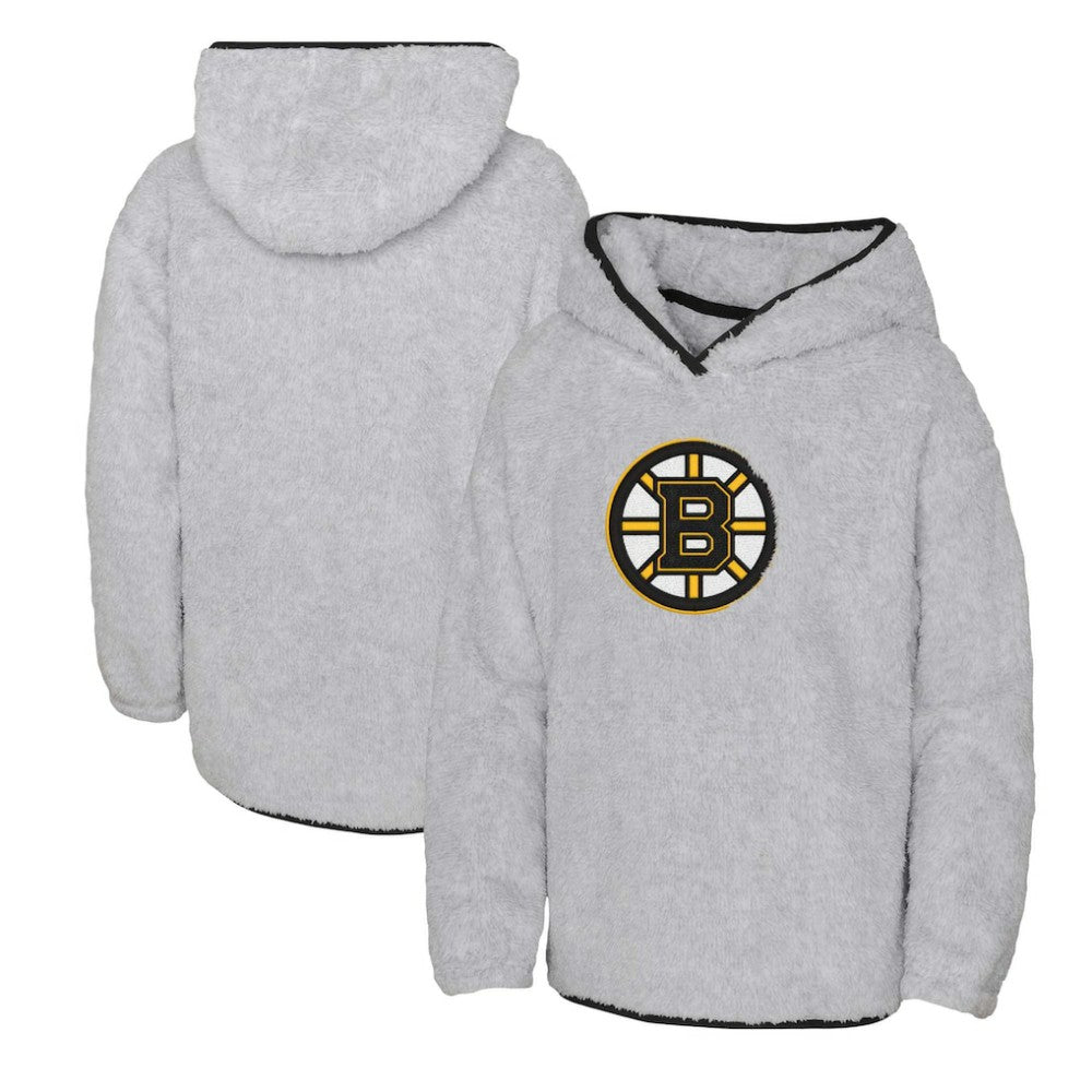 NHL Heather Gray Boston Bruins Girls Youth Ultimate Teddy Fleece Pullover Hoodie