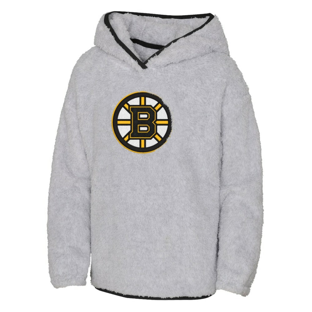 NHL Heather Gray Boston Bruins Girls Youth Ultimate Teddy Fleece Pullover Hoodie