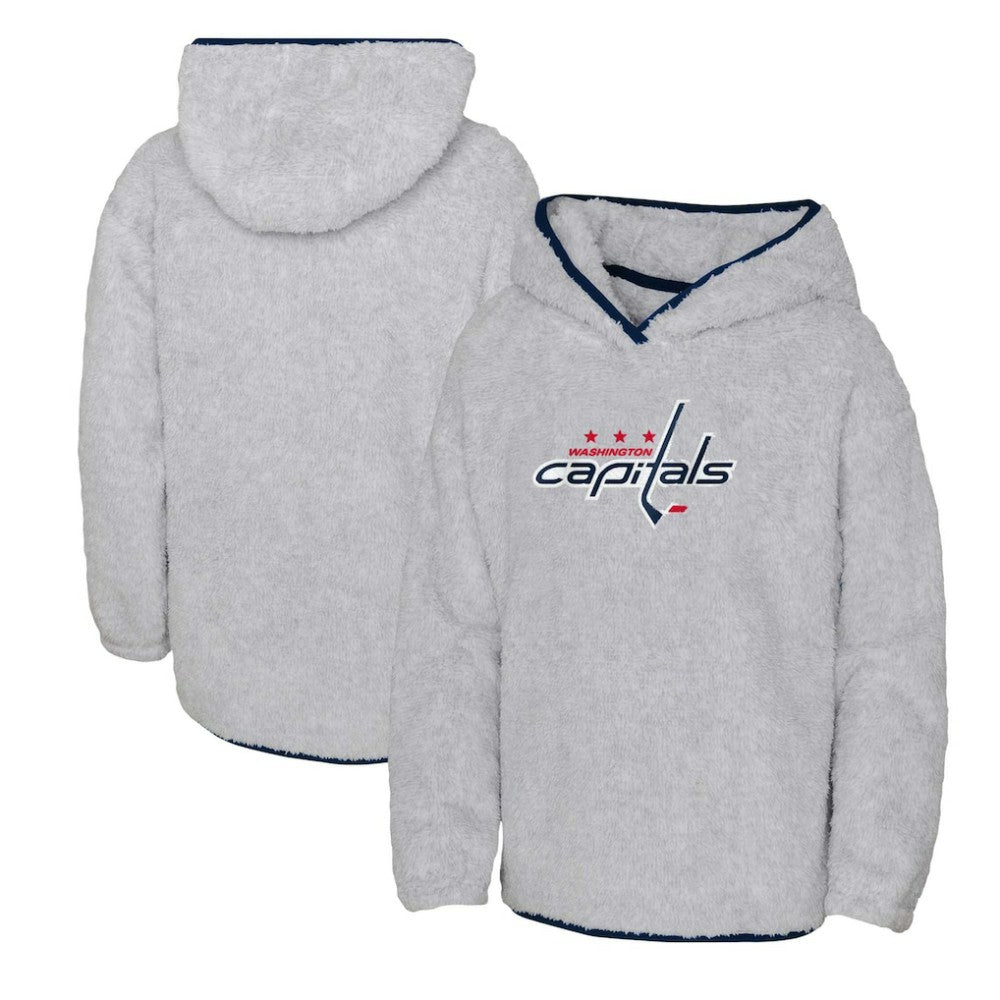 NHL Heather Gray Washington Capitals Girls Youth Ultimate Teddy Fleece Pullover Hoodie