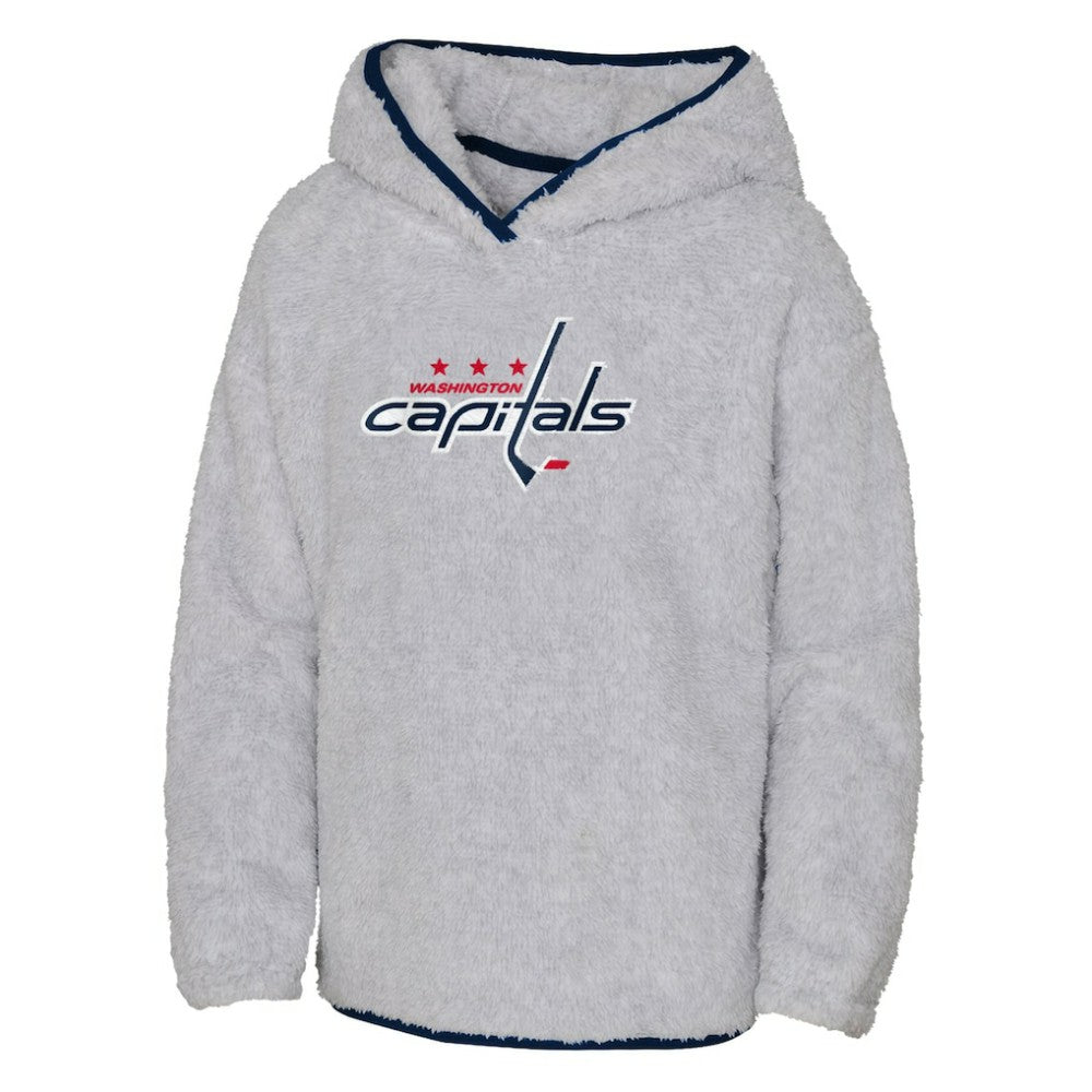 NHL Heather Gray Washington Capitals Girls Youth Ultimate Teddy Fleece Pullover Hoodie