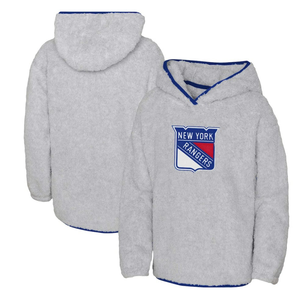 NHL Heather Gray New York Rangers Girls Youth Ultimate Teddy Fleece Pullover Hoodie