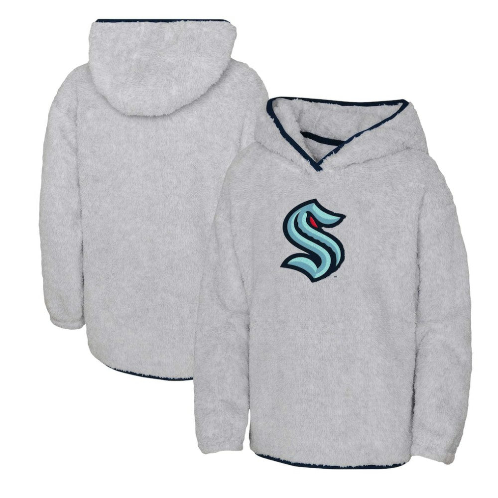 NHL Heather Gray Seattle Kraken Girls Youth Ultimate Teddy Fleece Pullover Hoodie