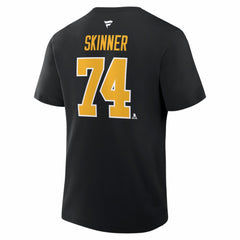 NHL Black Stuart Skinner Pittsburgh Penguins Fanatics Authentic Stack Name & Number T-Shirt