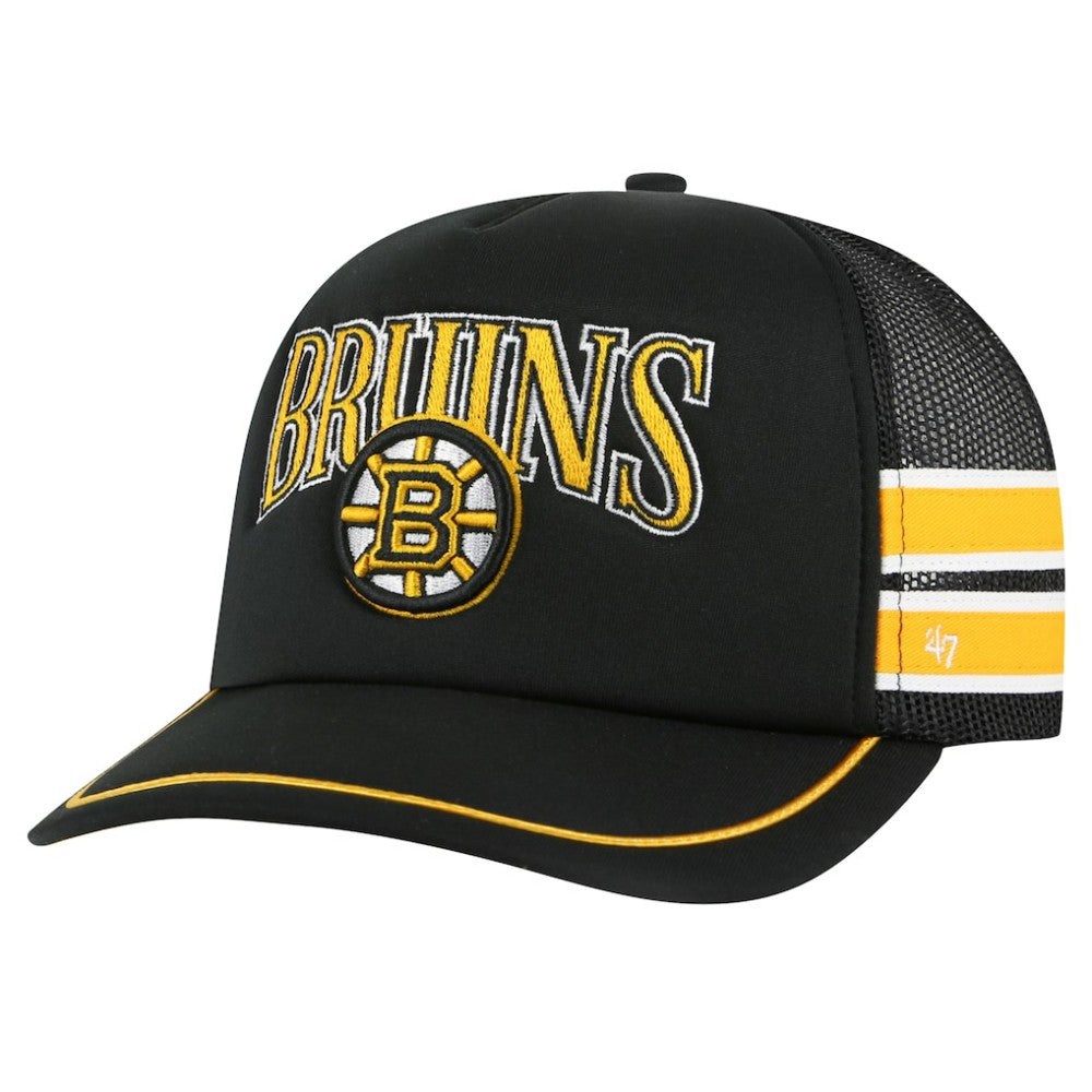 NHL Black Boston Bruins '47 Sideband Stripes Trucker Snapback Hat
