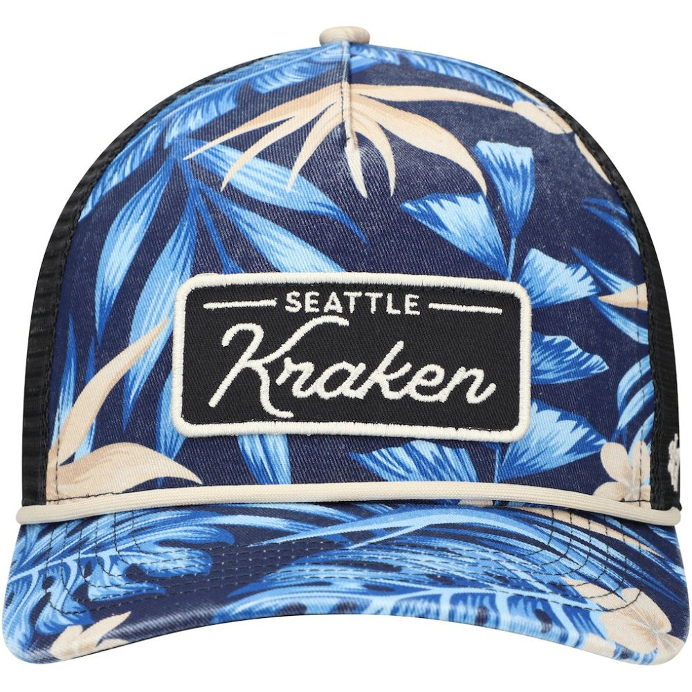 NHL Navy Seattle Kraken '47 Tropicalia Allover Print Trucker Adjustable Hat