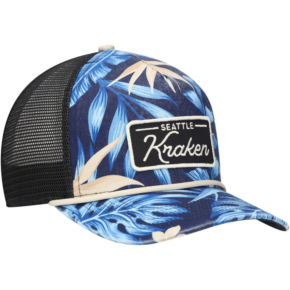 NHL Navy Seattle Kraken '47 Tropicalia Allover Print Trucker Adjustable Hat