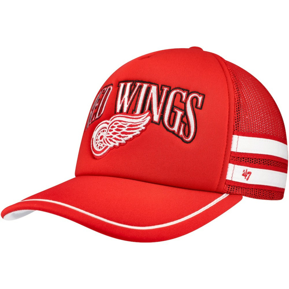 NHL Red Detroit Red Wings '47 Sideband Stripes Trucker Snapback Hat