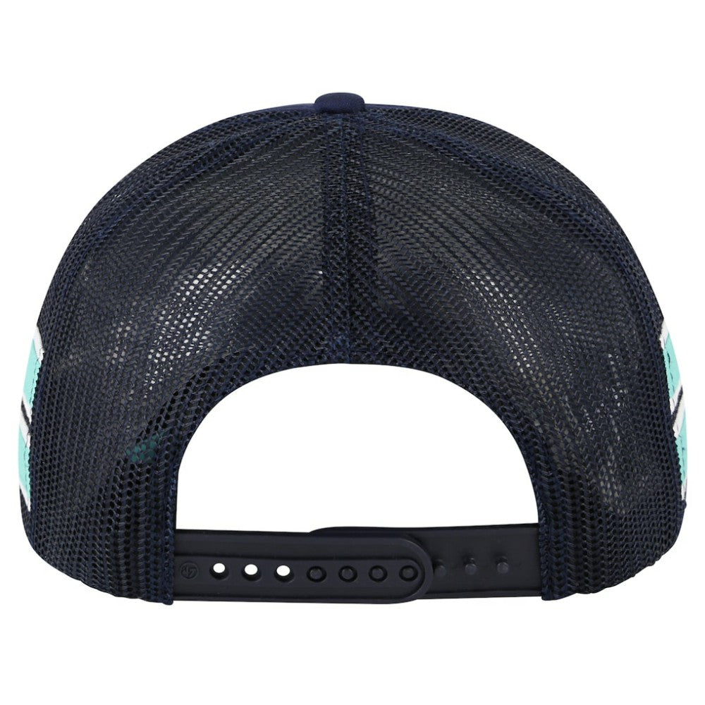 NHL Deep Sea Blue Seattle Kraken '47 Sideband Stripes Trucker Snapback Hat