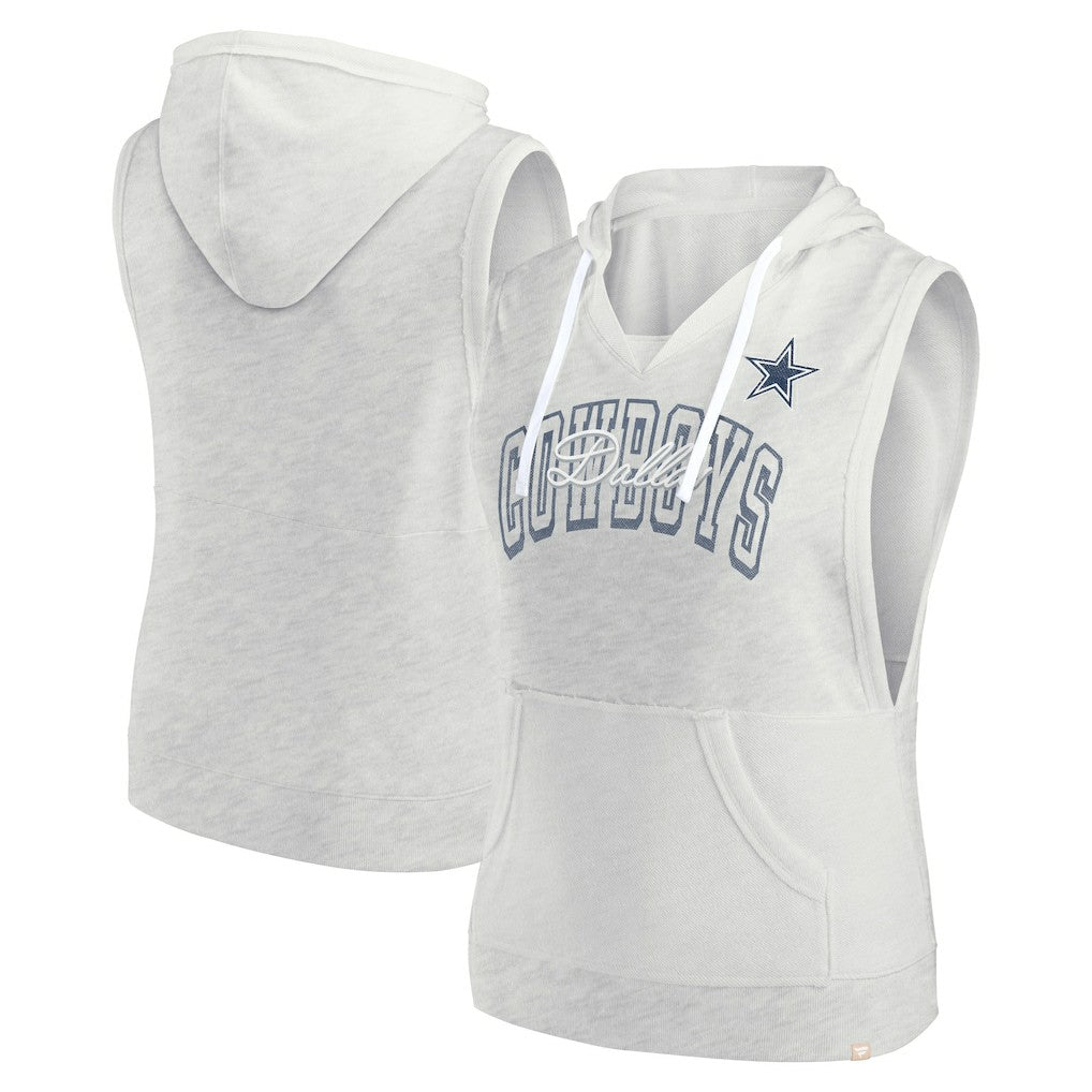 Women's Lounge Script Sleeveless V-Neck Pullover Hoodie - Dallas Cowboys