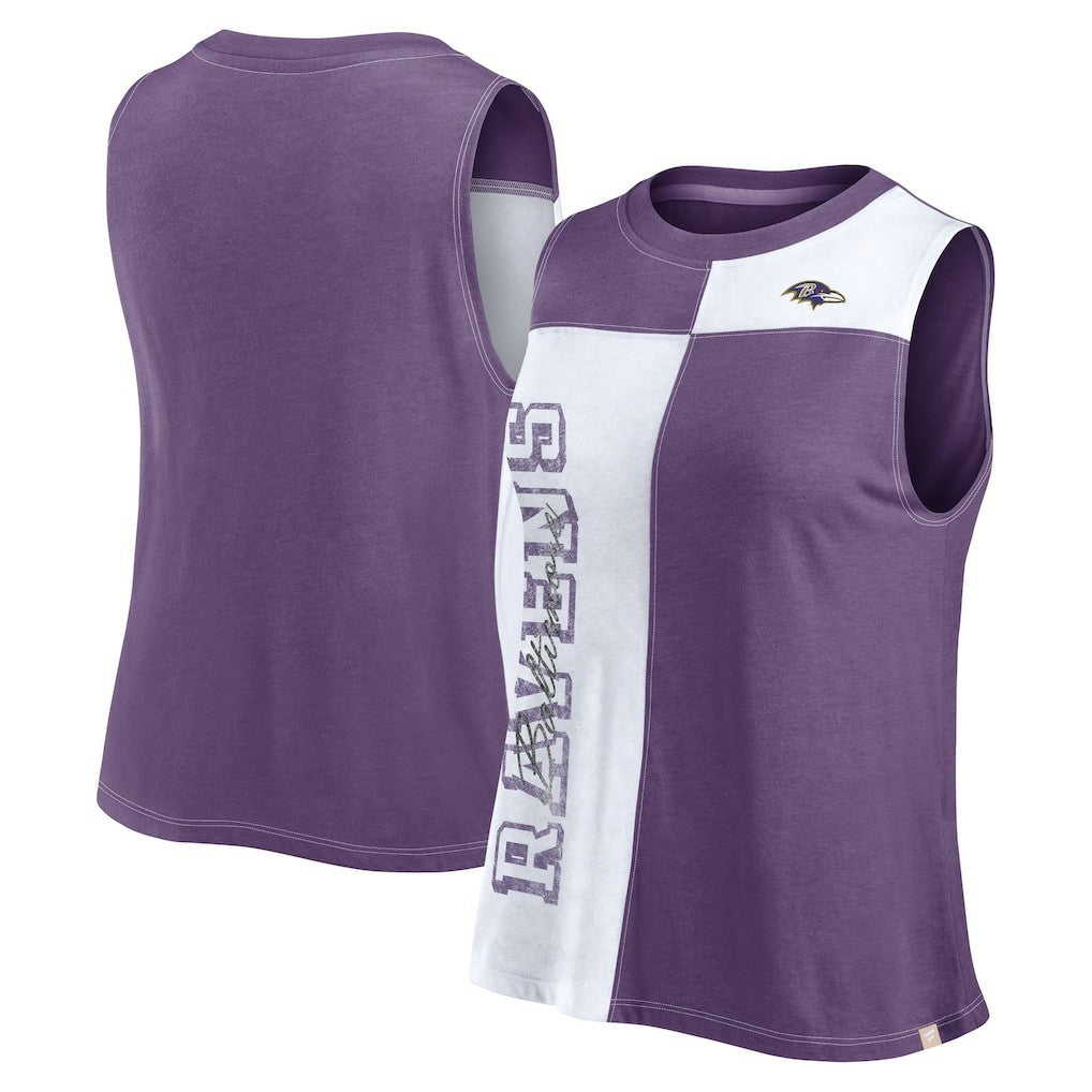 Women's Script Color Block Tank Top - Baltimore Ravens