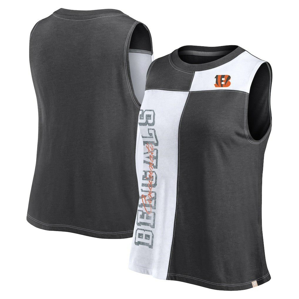 Women's Script Color Block Tank Top - Cincinnati Bengals