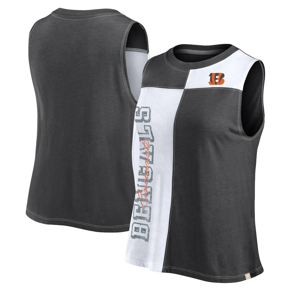 Women's Script Color Block Tank Top - Cincinnati Bengals