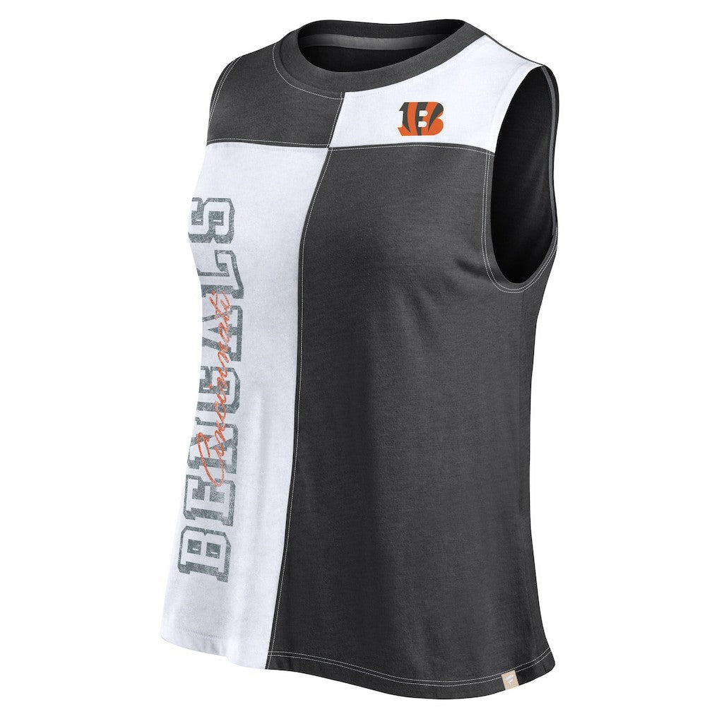 Women's Script Color Block Tank Top - Cincinnati Bengals