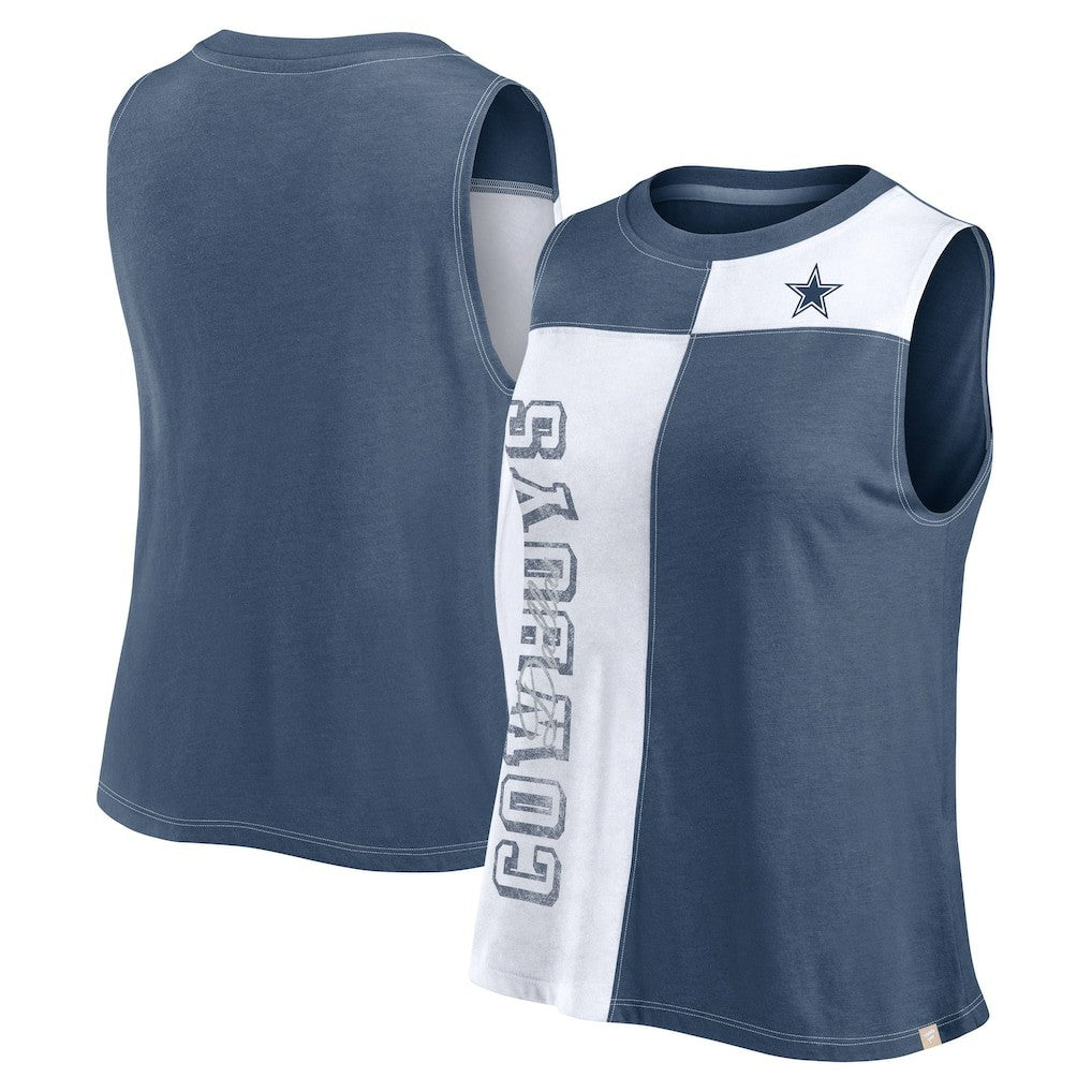 Women's Script Color Block Tank Top - Dallas Cowboys