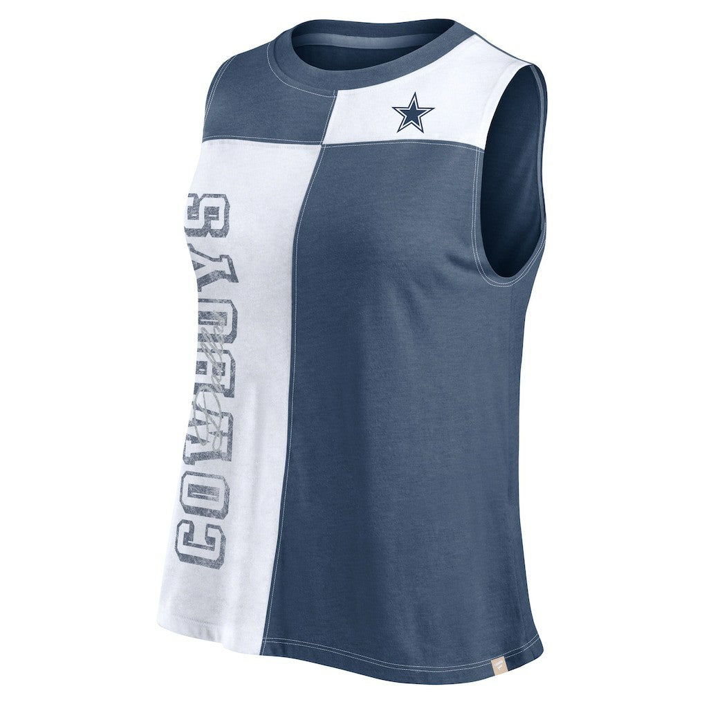 Women's Script Color Block Tank Top - Dallas Cowboys