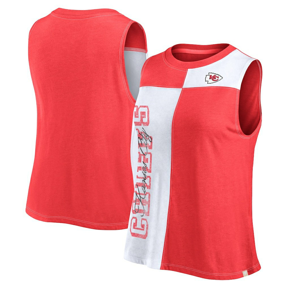 Women's Script Color Block Tank Top - Kansas City Chiefs