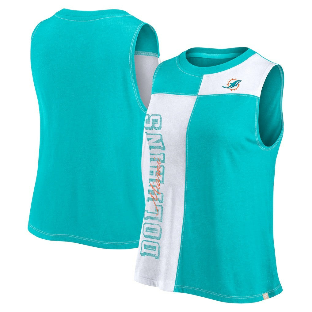 Women's Script Color Block Tank Top - Miami Dolphins