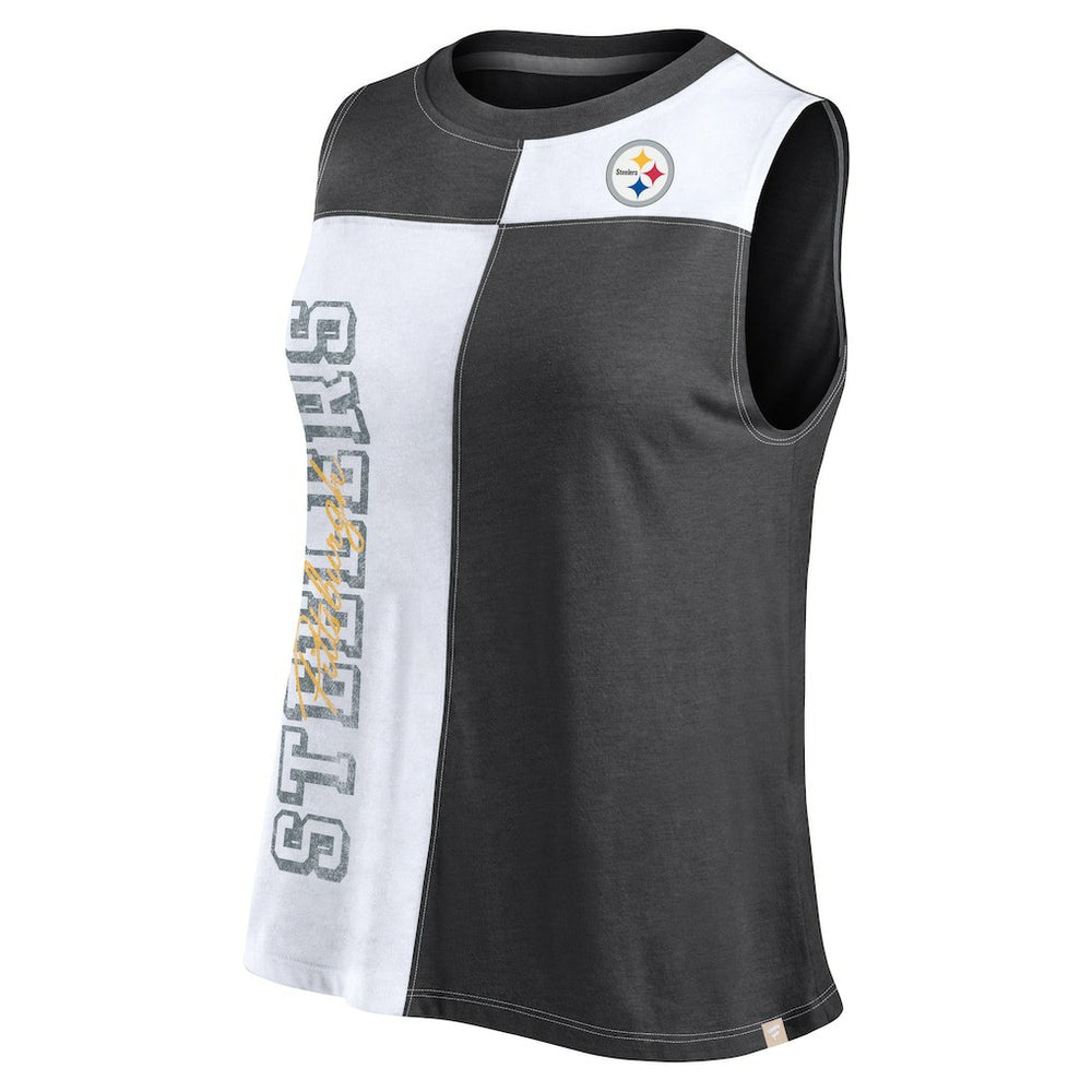 Women's Script Color Block Tank Top - Pittsburgh Steelers