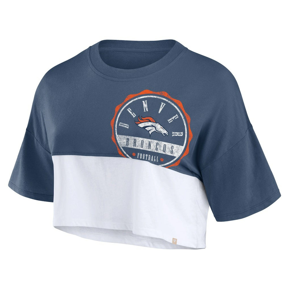 Women's Boxy Color Split Cropped T-Shirt - Denver Broncos