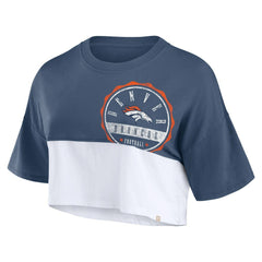 Women's Boxy Color Split Cropped T-Shirt - Denver Broncos