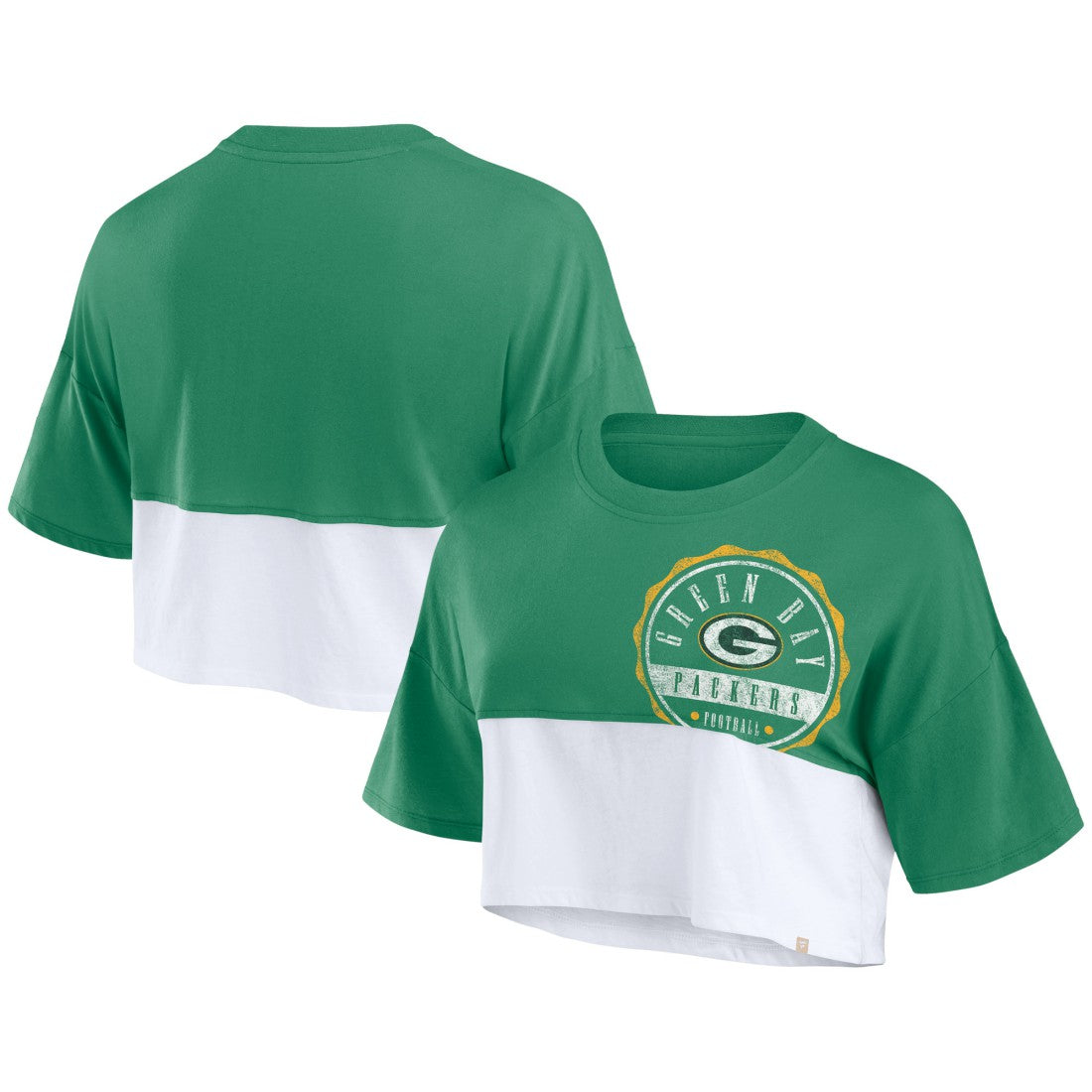 Women's Boxy Color Split Cropped T-Shirt - Green Bay Packers