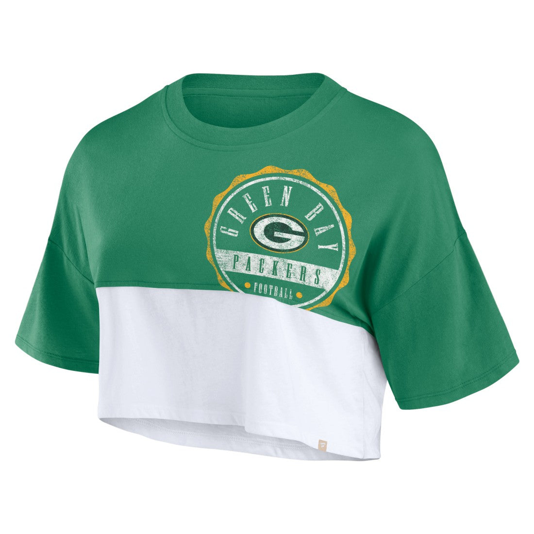 Women's Boxy Color Split Cropped T-Shirt - Green Bay Packers