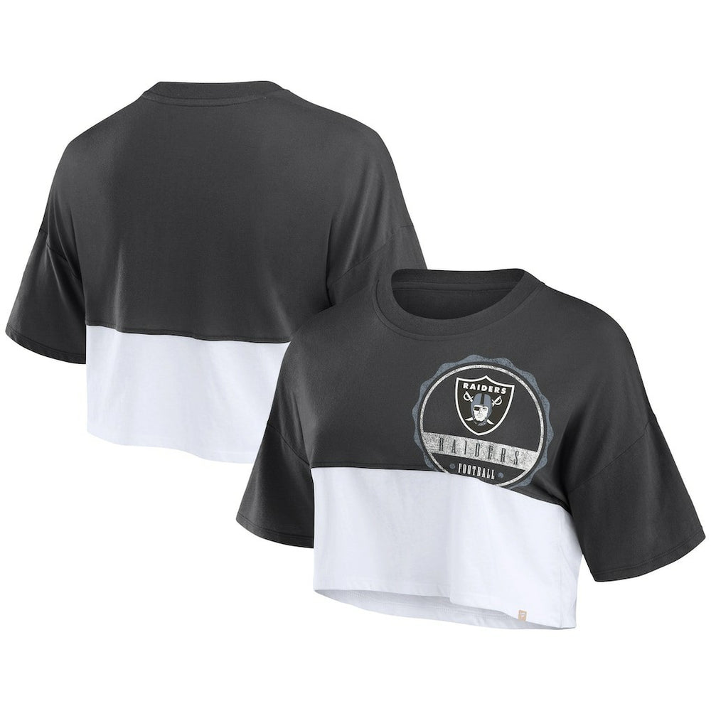 Women's Boxy Color Split Cropped T-Shirt - Las Vegas Raiders