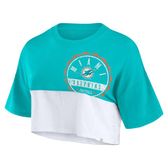 Women's Boxy Color Split Cropped T-Shirt - Miami Dolphins