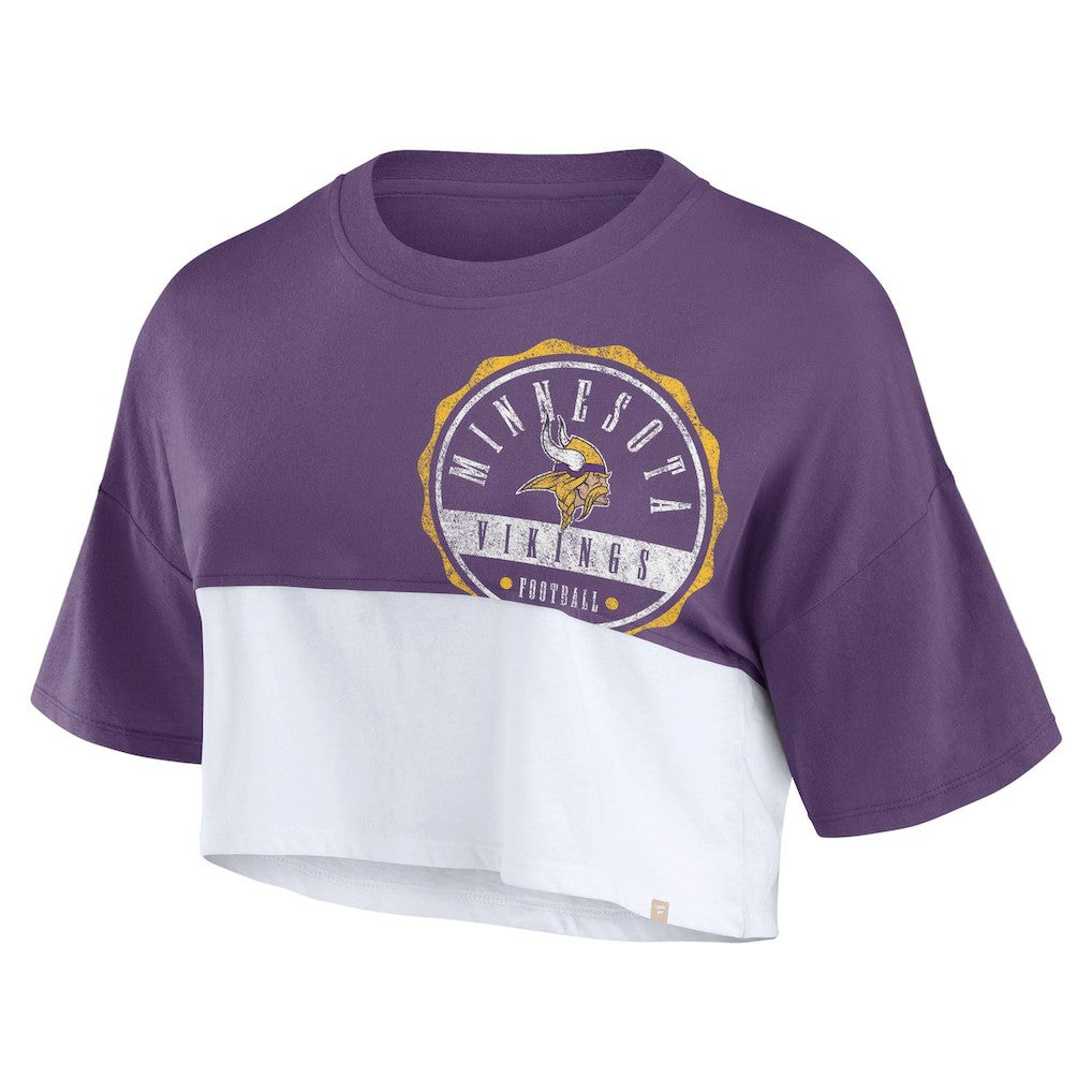 Women's Boxy Color Split Cropped T-Shirt - Minnesota Vikings