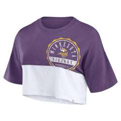 Women's Boxy Color Split Cropped T-Shirt - Minnesota Vikings