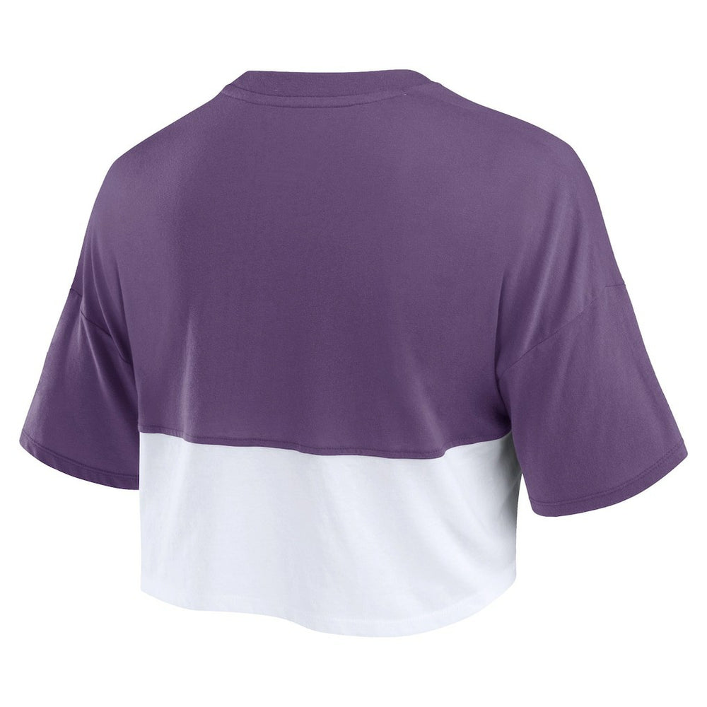 Women's Boxy Color Split Cropped T-Shirt - Minnesota Vikings