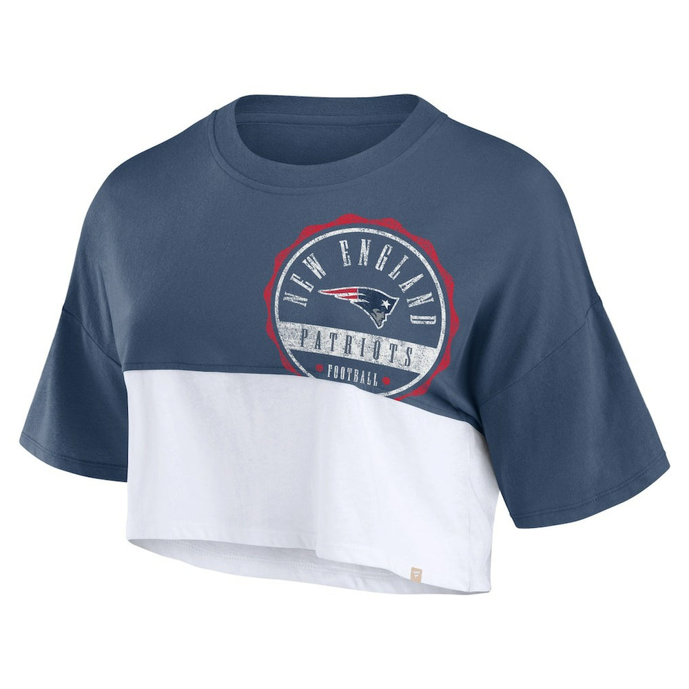 Women's Boxy Color Split Cropped T-Shirt - New England Patriots