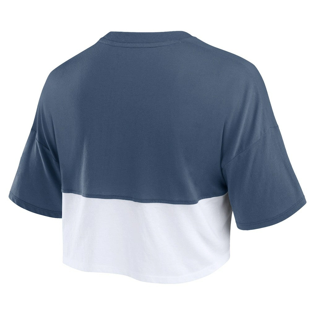 Women's Boxy Color Split Cropped T-Shirt - New England Patriots