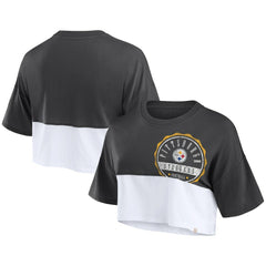 Women's Boxy Color Split Cropped T-Shirt - Pittsburgh Steelers