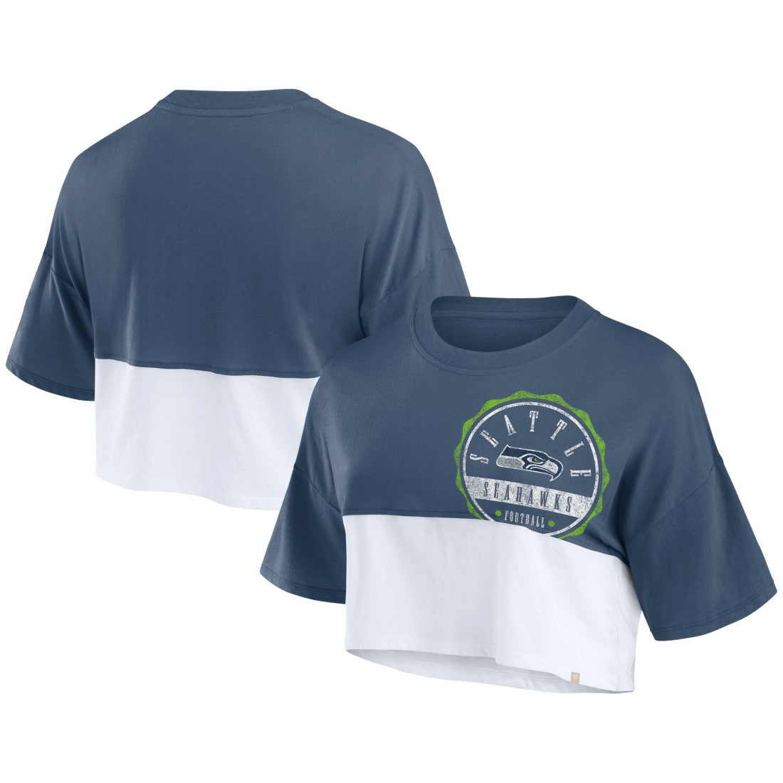 Women's Boxy Color Split Cropped T-Shirt - Seattle Seahawks