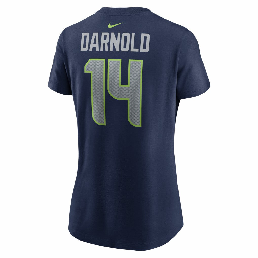 Sam Darnold  Women's Super Bowl LX Patch Name & Number T-Shirt - Seattle Seahawks