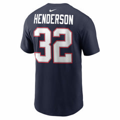 TreVeyon Henderson  Super Bowl LX Patch Name & Number T-Shirt - New England Patriots