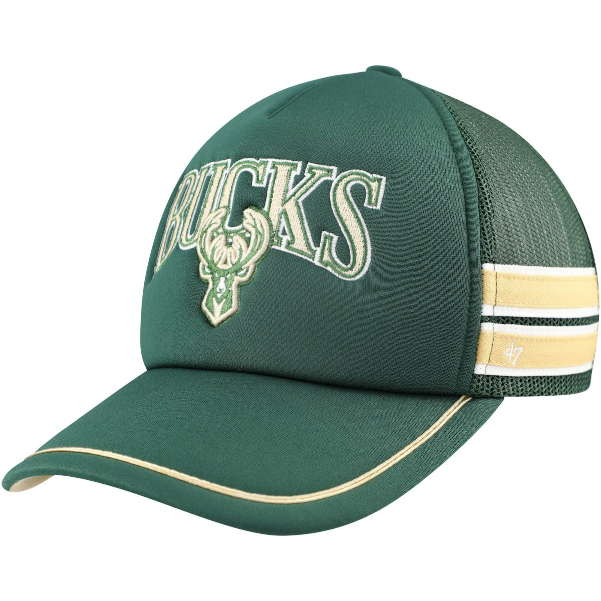 NBA Milwaukee Bucks '47 Sidebrand Stripes Trucker Adjustable Hat