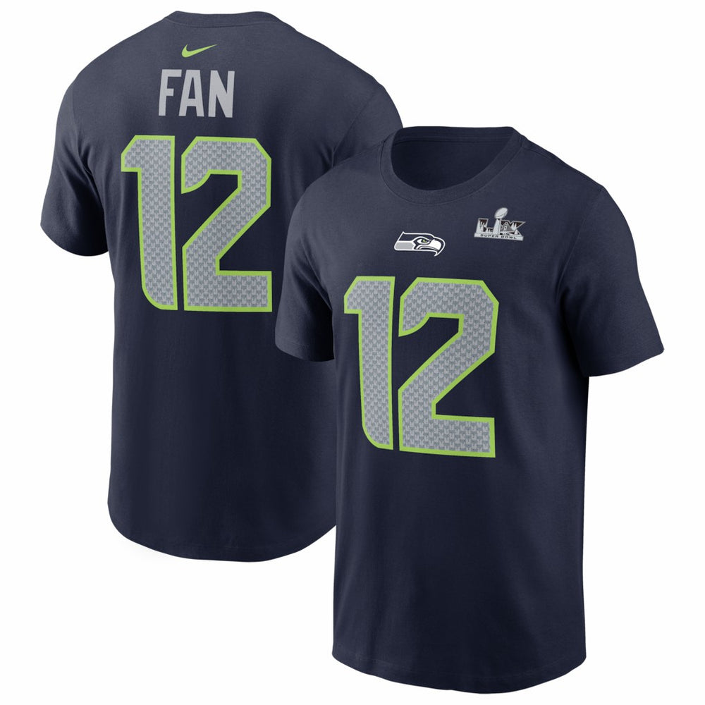 12s  Super Bowl LX Patch Name & Number T-Shirt - Seattle Seahawks