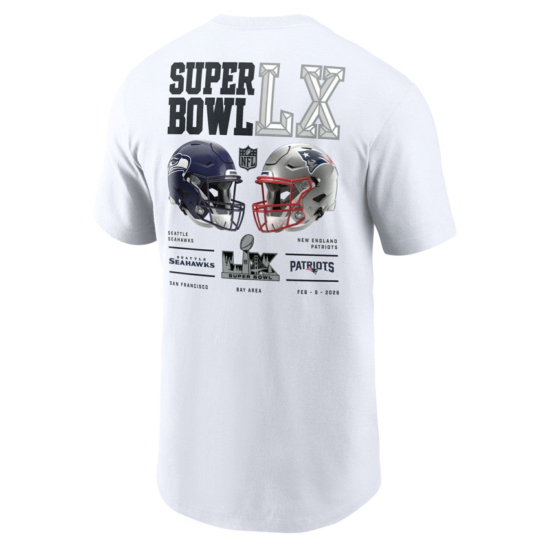 vs. Seattle Seahawks Super Bowl LX Dueling T-Shirt - New England Patriots