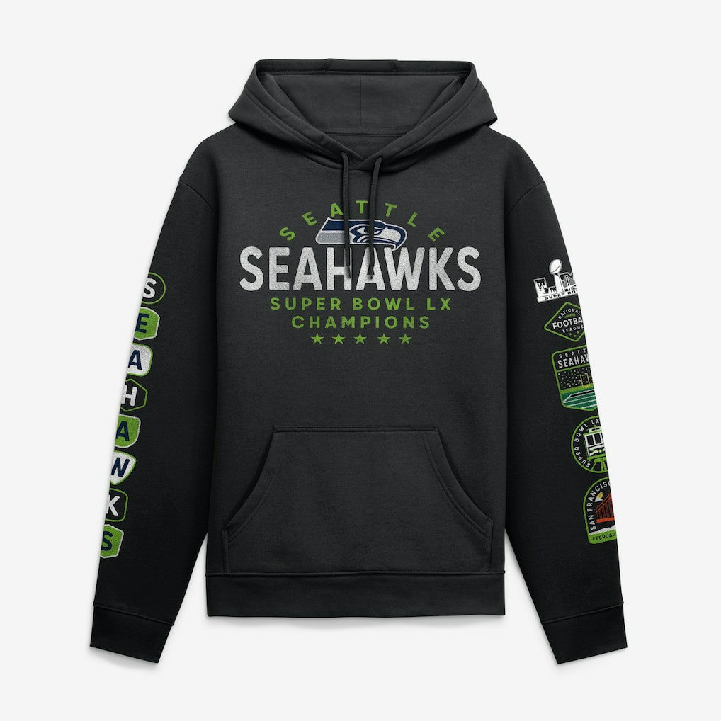 Super Bowl LX Champions Banner Year Hoodie - Seattle Seahawks