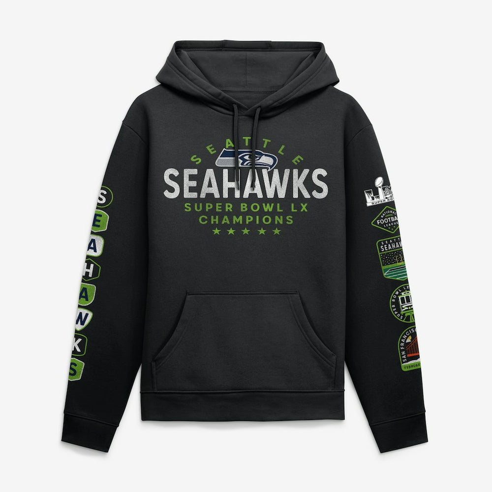 Super Bowl LX Champions Banner Year Hoodie - Seattle Seahawks