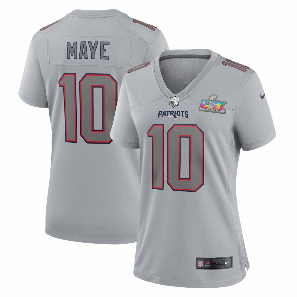 Drake Maye  Women's Super Bowl LX Patch Atmosphere Fashion Game Jersey - New England Patriots