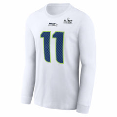 Jaxon Smith-Njigba  Super Bowl LX Champions Patch Name & Number Long Sleeve T-Shirt - Seattle Seahawks