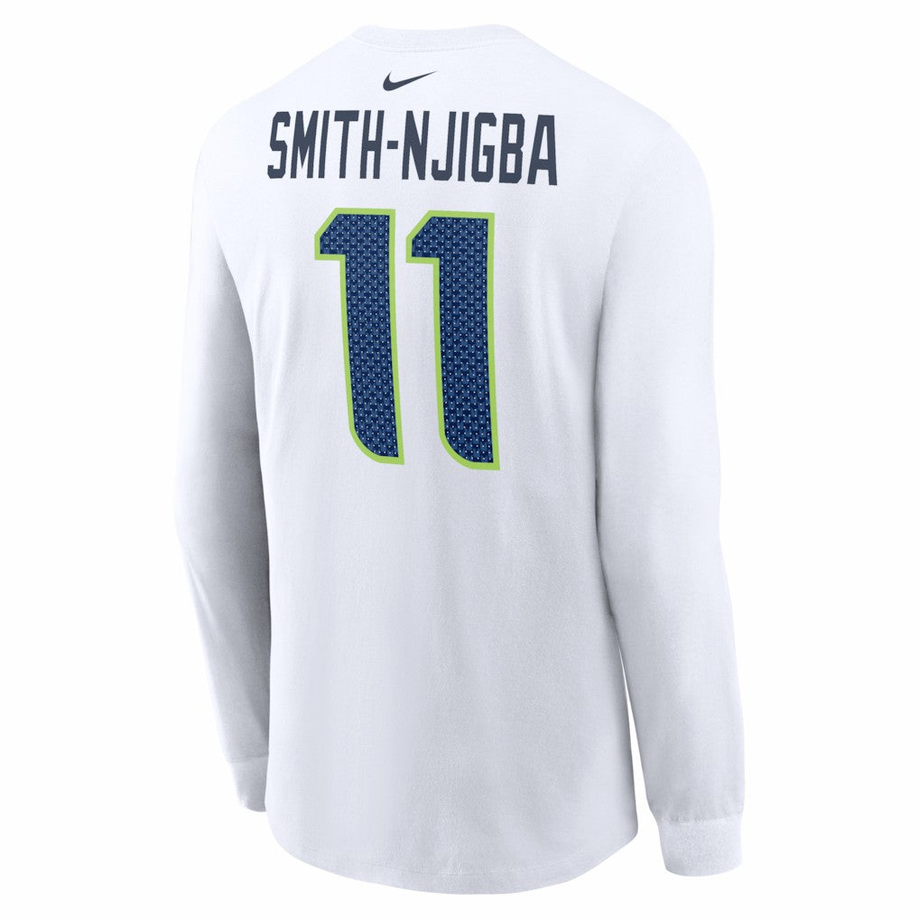 Jaxon Smith-Njigba  Super Bowl LX Champions Patch Name & Number Long Sleeve T-Shirt - Seattle Seahawks