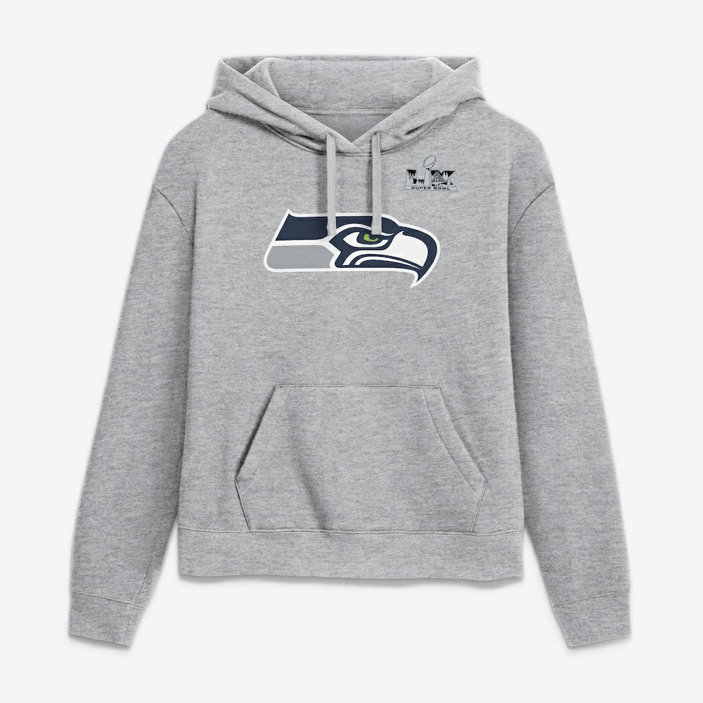 Jaxon Smith-Njigba  Women's Super Bowl LX Champions Patch Name & Number Hoodie - Seattle Seahawks