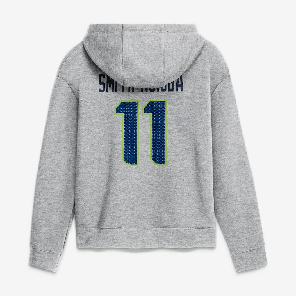 Jaxon Smith-Njigba  Women's Super Bowl LX Champions Patch Name & Number Hoodie - Seattle Seahawks