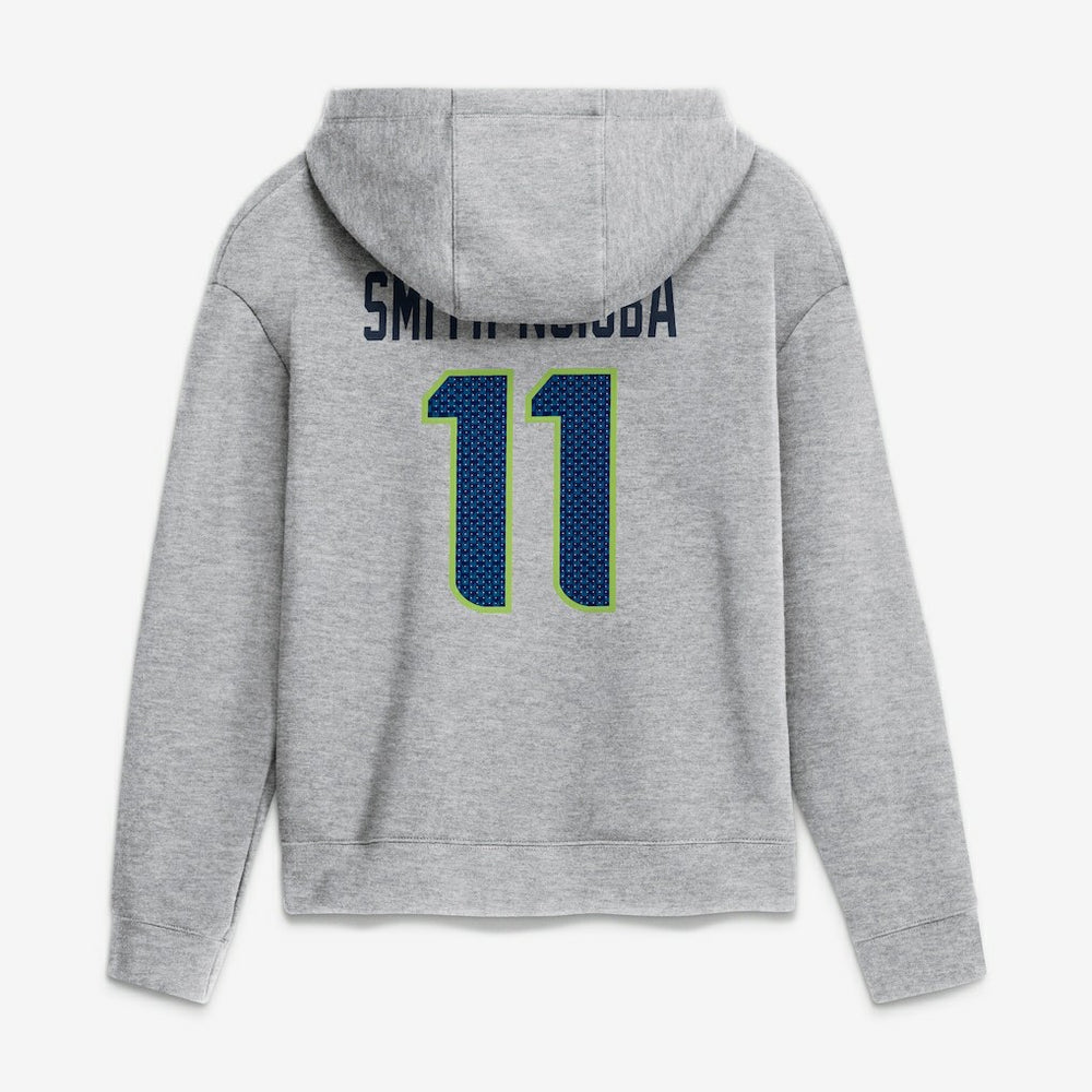 Jaxon Smith-Njigba  Women's Super Bowl LX Champions Patch Name & Number Hoodie - Seattle Seahawks