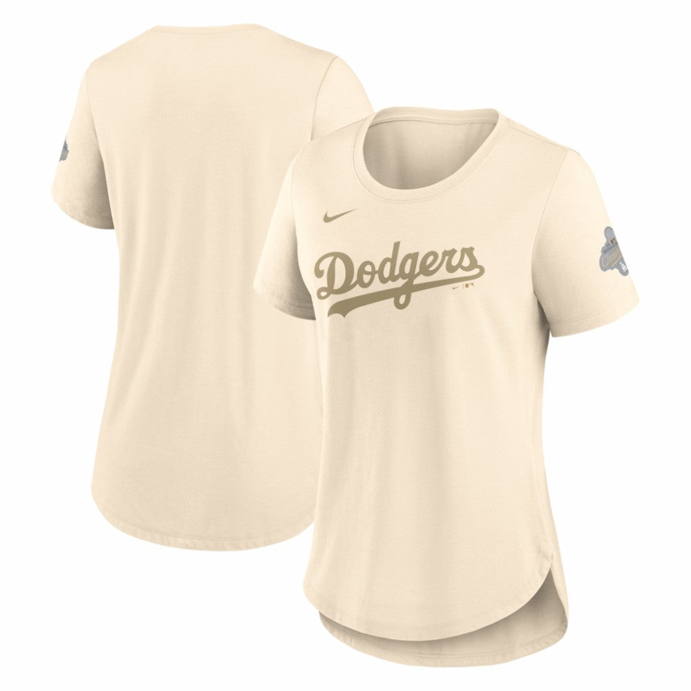 MLB Los Angeles Dodgers Nike Women's 2026 Gold Collection Tri-Blend Wordmark T-Shirt