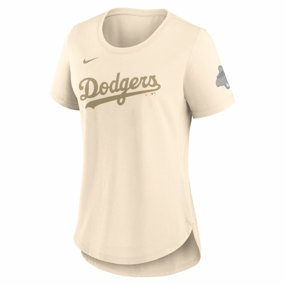 MLB Los Angeles Dodgers Nike Women's 2026 Gold Collection Tri-Blend Wordmark T-Shirt
